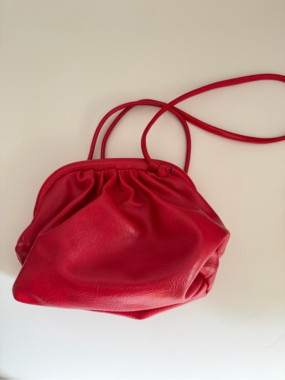 Red Ruched Mini Crossbody Pouch Purse Y2K Frame Clutch Bag